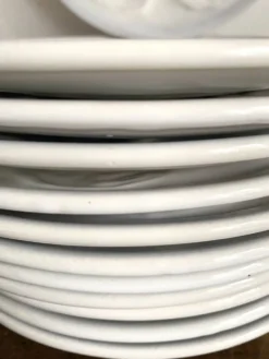 12 assiettes à huitres Saint Amand bleu ciel et blanc