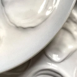 12 assiettes à huitres Saint Amand bleu ciel et blanc