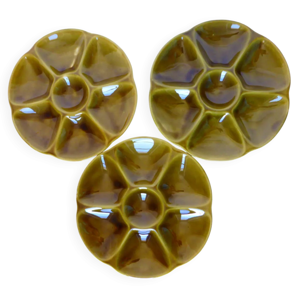 3 assiettes à huitres vintage de Gien en porcelaine 2106173