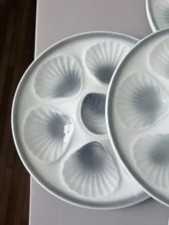 4 assiettes à huitres vintage Moulin des Loups en porcelaine