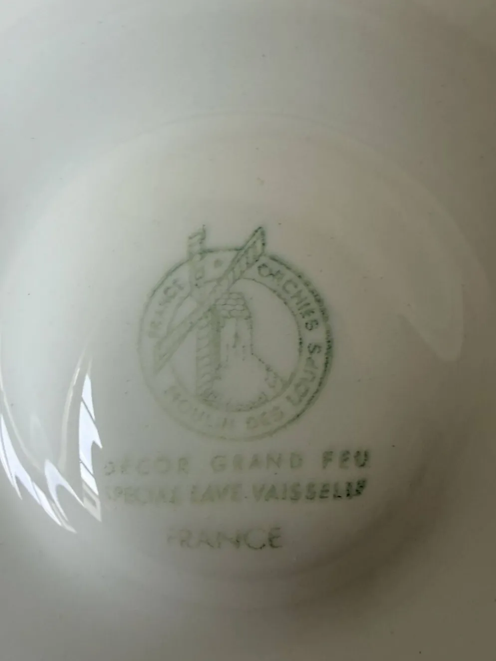 4 assiettes à huitres vintage Moulin des Loups en porcelaine