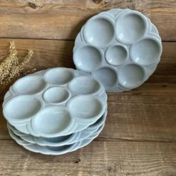 4 assiettes à huîtres art déco digoin sarreguemines
