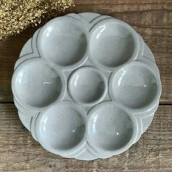 4 assiettes à huîtres art déco digoin sarreguemines