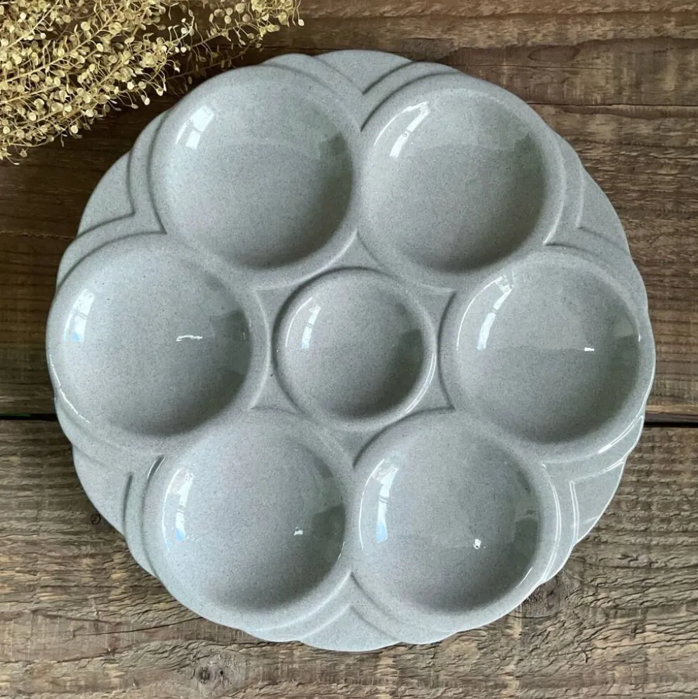 4 assiettes à huîtres art déco digoin sarreguemines