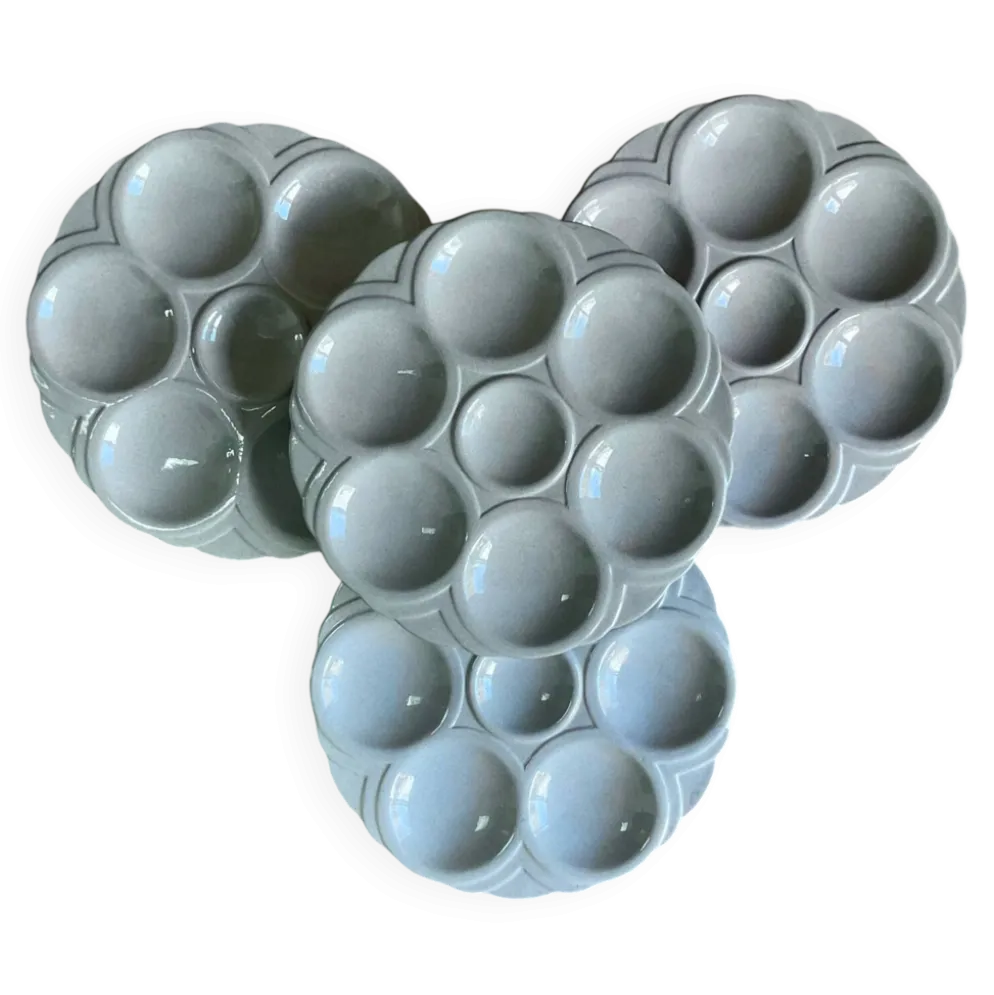 4 assiettes à huîtres art déco digoin sarreguemines