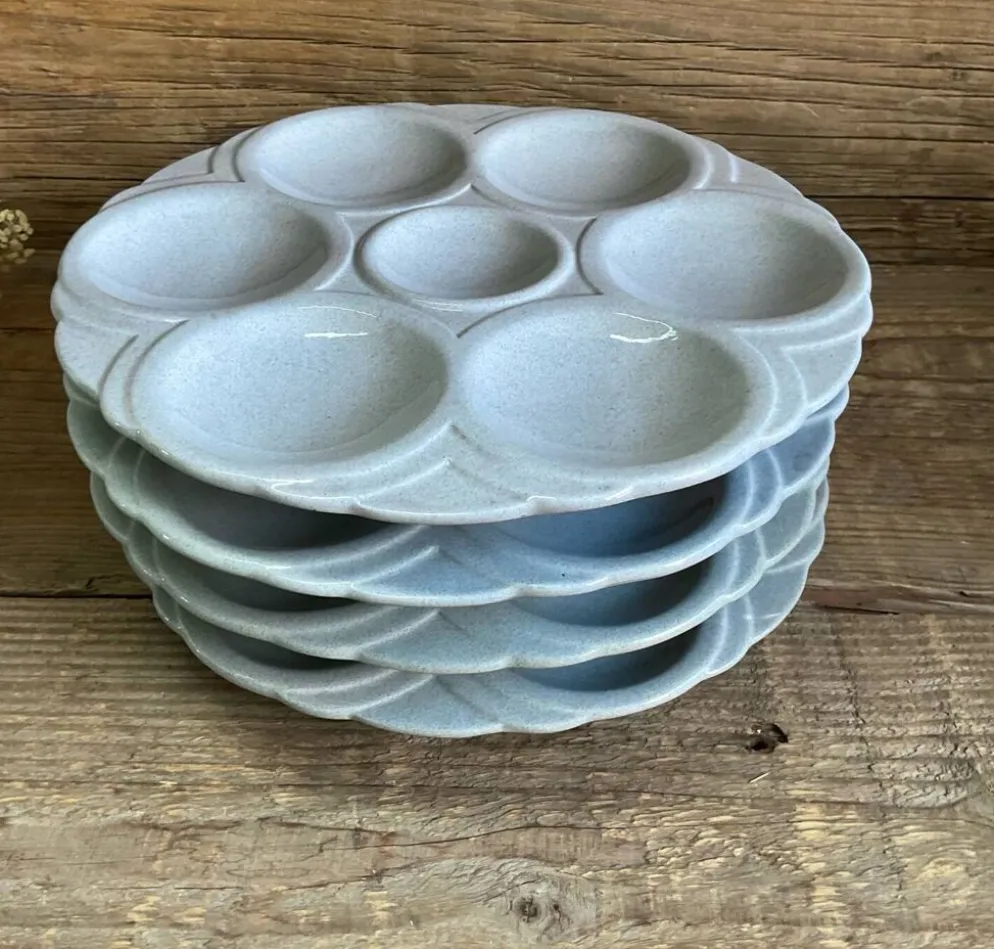 4 assiettes à huîtres art déco digoin sarreguemines