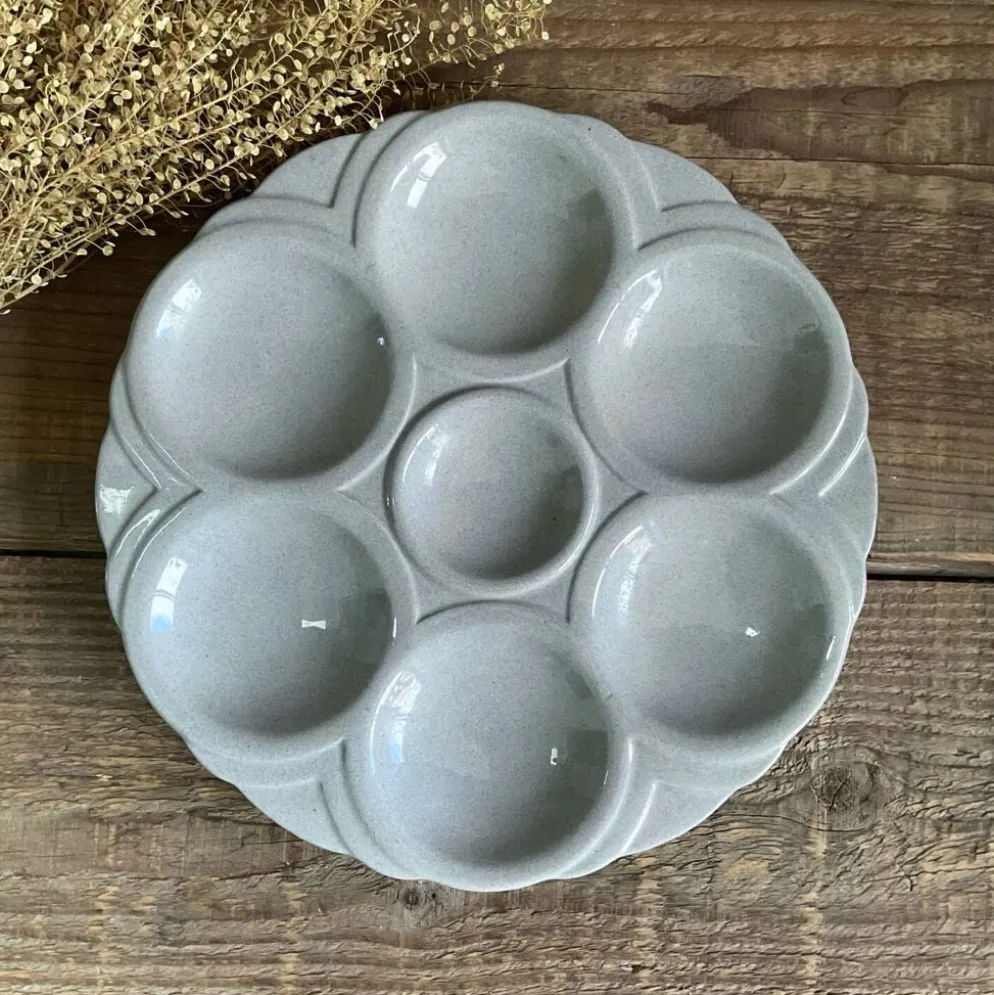 4 assiettes à huîtres art déco digoin sarreguemines