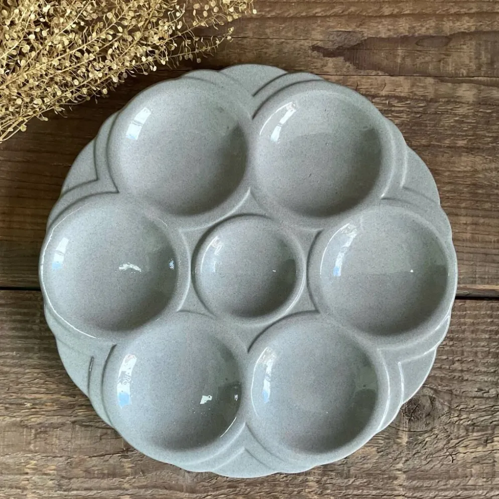 4 assiettes à huîtres art déco digoin sarreguemines