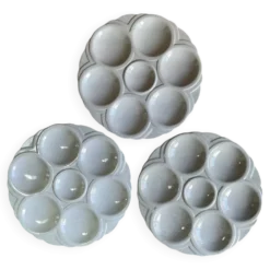 3 assiettes à huîtres Art Déco Digoin Sarreguemines