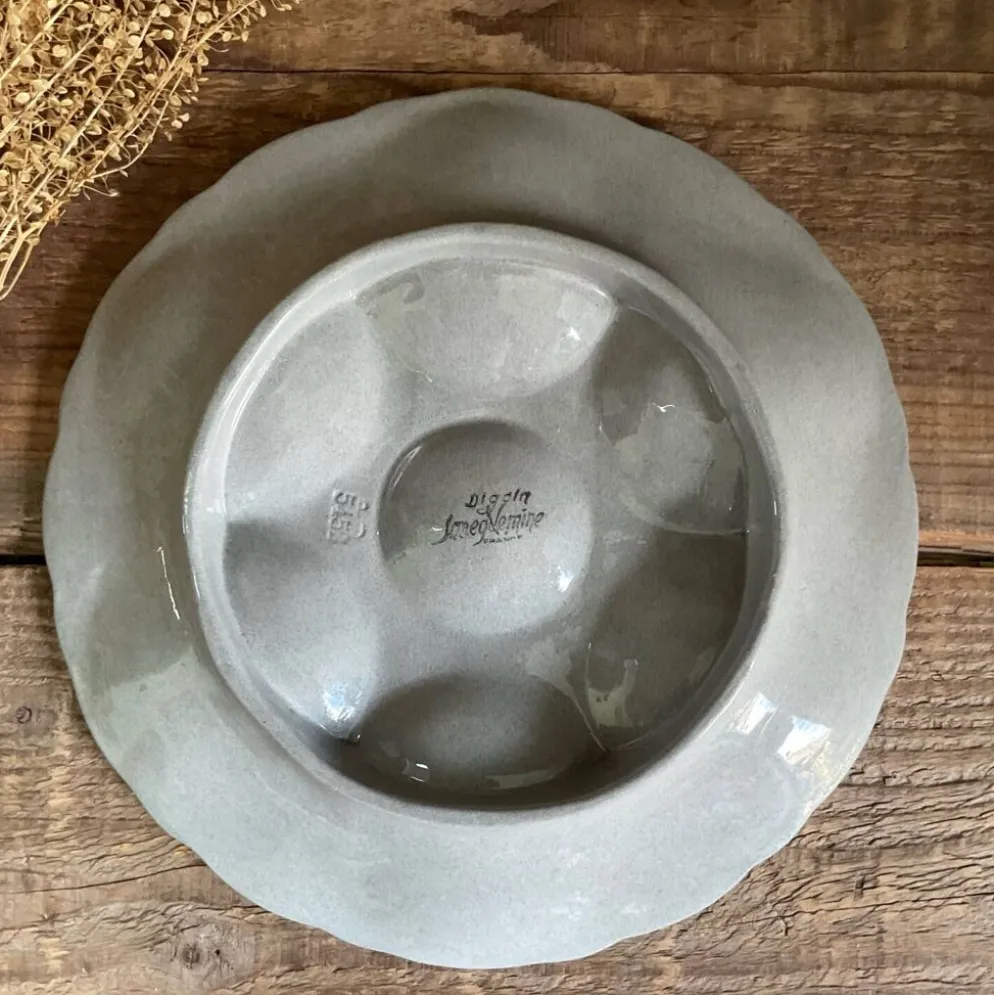 3 assiettes à huîtres Art Déco Digoin Sarreguemines