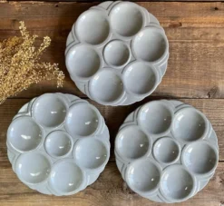 3 assiettes à huîtres Art Déco Digoin Sarreguemines