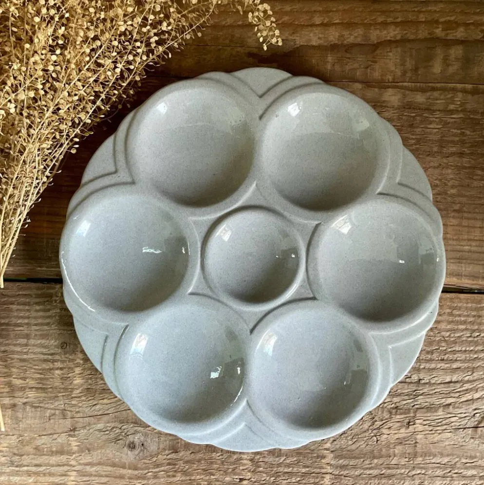 3 assiettes à huîtres Art Déco Digoin Sarreguemines