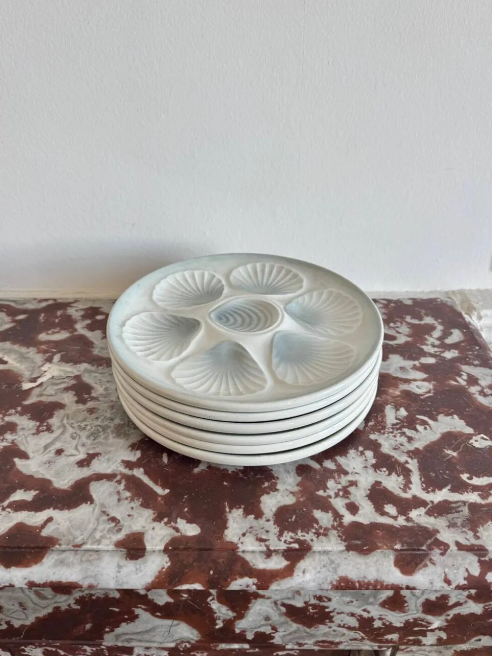 Assiettes à huîtres en faïence Moulin des Loups
