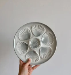 Assiettes à huîtres en faïence Moulin des Loups