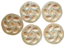 5 assiettes à huîtres en majolique Orfinox