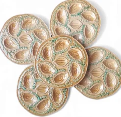 5 assiettes à huîtres en majolique Orfinox