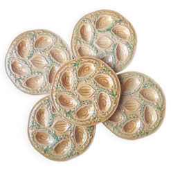 5 assiettes à huîtres en majolique Orfinox