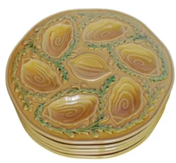 5 assiettes à huîtres en majolique Orfinox