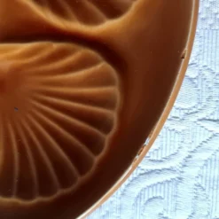 6 assiettes à huîtres faïence ambre France