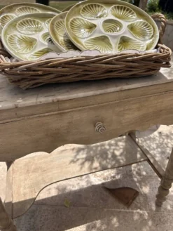 Assiettes à huîtres françaises Moulin des Loups Orchies vintage des années 1970 – Ensemble de 6