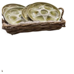 Assiettes à huîtres françaises Moulin des Loups Orchies vintage des années 1970 – Ensemble de 6