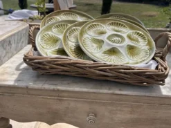 Assiettes à huîtres françaises Moulin des Loups Orchies vintage des années 1970 – Ensemble de 6
