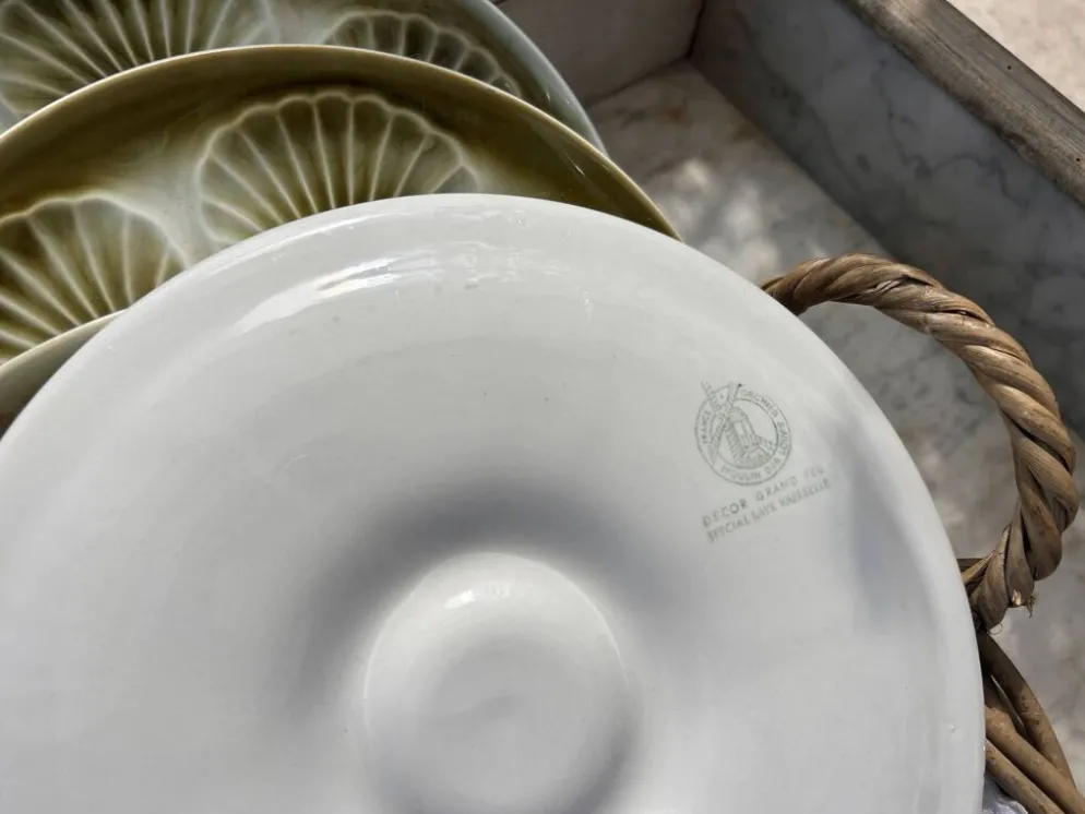 Assiettes à huîtres françaises Moulin des Loups Orchies vintage des années 1970 – Ensemble de 6