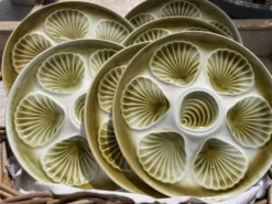 Assiettes à huîtres françaises Moulin des Loups Orchies vintage des années 1970 – Ensemble de 6