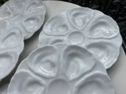 6 assiettes à huîtres majolique
