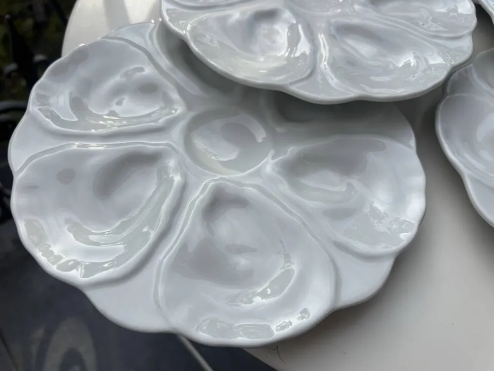 6 assiettes à huîtres majolique