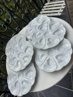 6 assiettes à huîtres majolique