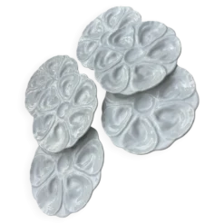 6 assiettes à huîtres majolique