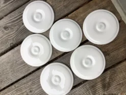 6 assiettes à huîtres Moulin des Loups blanc et gris