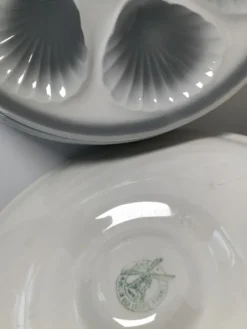 6 assiettes à huîtres Moulin des Loups blanc et gris