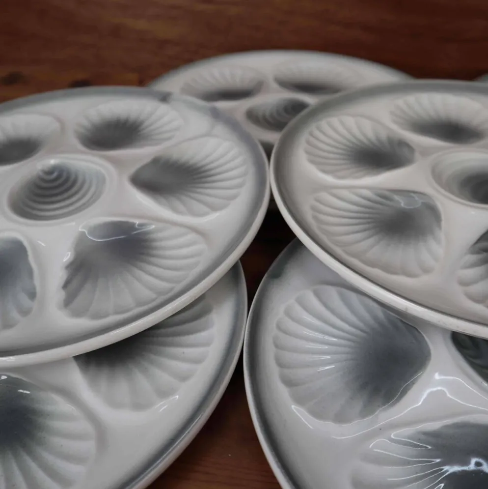 8 assiettes à huîtres Moulin des Loups Orchies