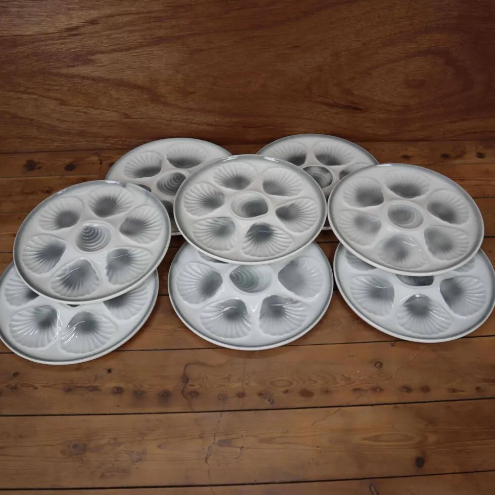 8 assiettes à huîtres Moulin des Loups Orchies