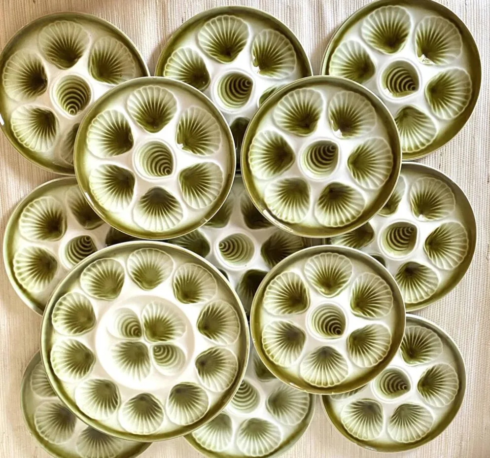 Assiettes à huîtres Moulin des Loups et plat assorti -1970