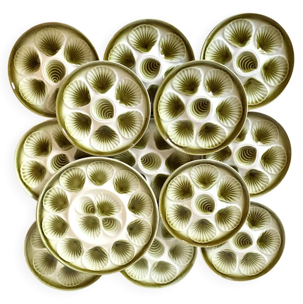 Assiettes à huîtres Moulin des Loups et plat assorti -1970