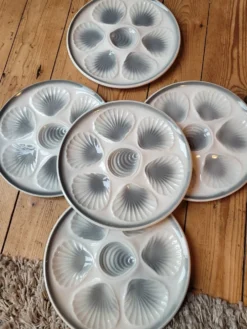 5 assiettes à huîtres Orchies Moulin des Loups