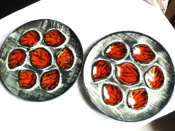 Assiettes à huîtres peintes mains - Assiettes de Pornic France