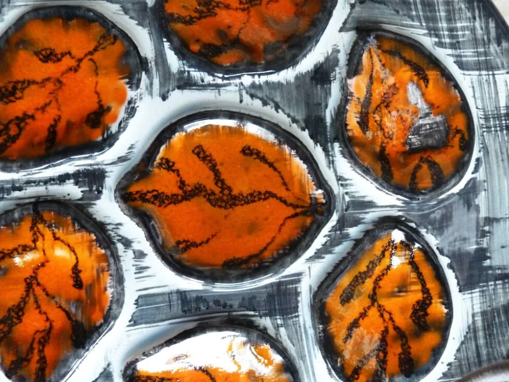 Assiettes à huîtres peintes mains - Assiettes de Pornic France