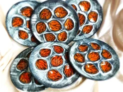 Assiettes à huîtres peintes mains - Assiettes de Pornic France