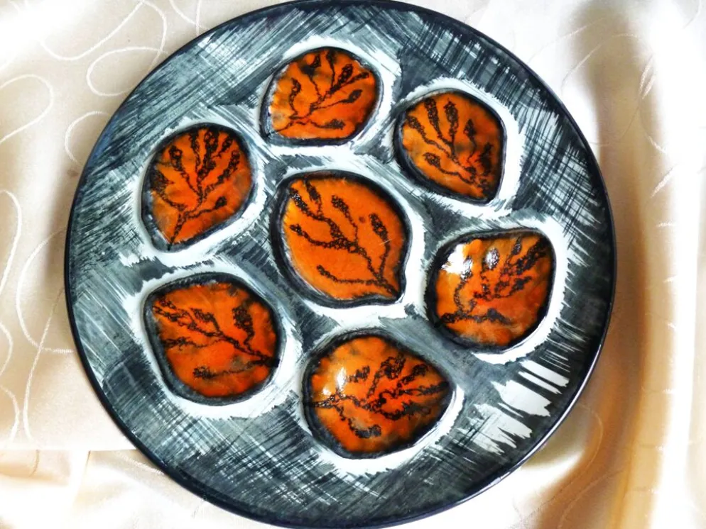 Assiettes à huîtres peintes mains - Assiettes de Pornic France