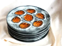 Assiettes à huîtres peintes mains - Assiettes de Pornic France
