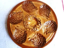 Assiettes à huîtres Sarreguemines, Assiettes Noël, assiettes fruits de mer
