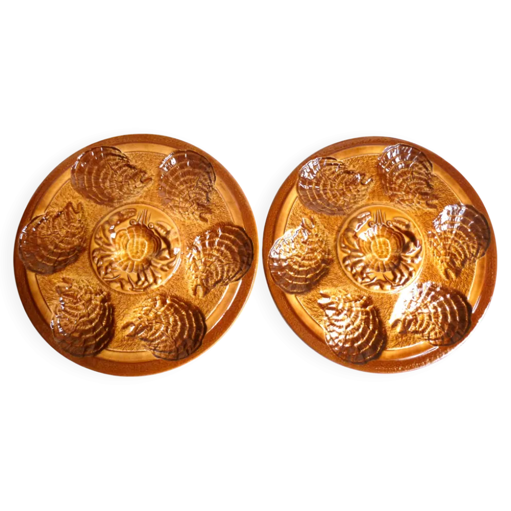 Assiettes à huîtres Sarreguemines, Assiettes Noël, assiettes fruits de mer