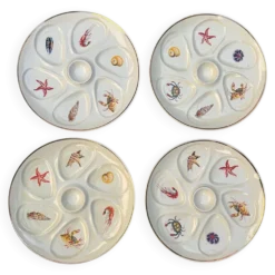Assiettes à Huîtres Vintage crème Salins France Crustacés Décor Marin