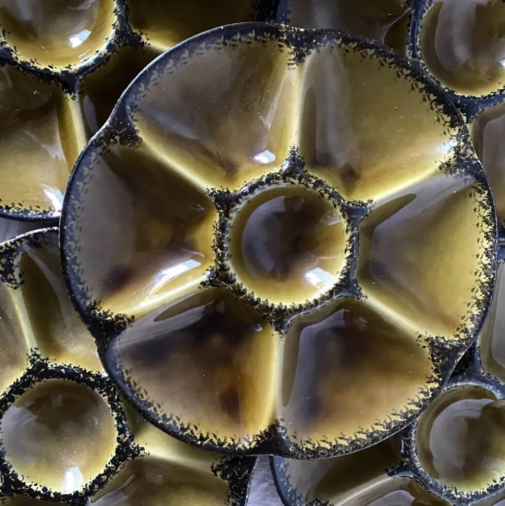 Assiettes à huîtres vintage en céramique de Gien