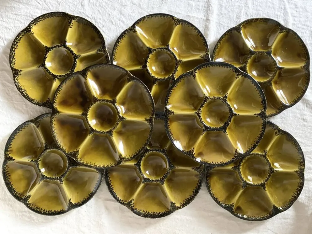 Assiettes à huîtres vintage en céramique de Gien