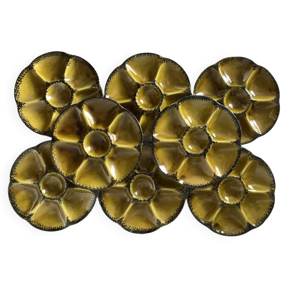 Assiettes à huîtres vintage en céramique de Gien